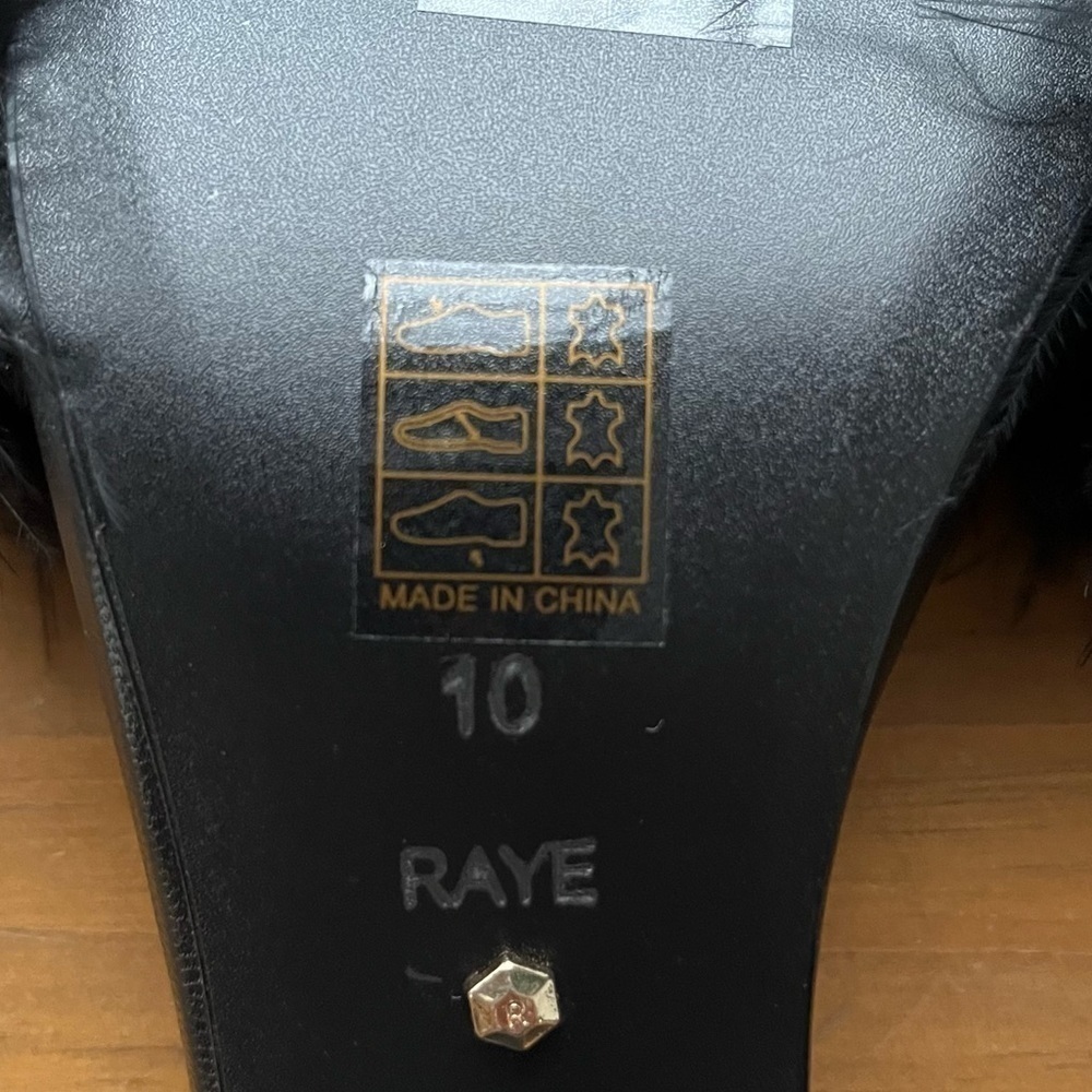 RAYE Revolve Women’s Dita Heel Black Leather Turkey Feather Upper Toe Slip On 10 - Picture 12 of 14